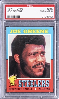 1971 Topps #245 Joe Greene Rookie Card - PSA NM-MT 8